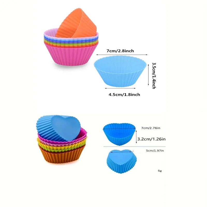 Silicone Cake Mold Round Heart Shape Muffin Cupcake Baking Molds Home Kitchen Bakeware Baking Cups BPA Free Kitchen Gadgets ﻿ Qme