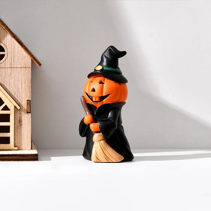 Halloween Resin Ornaments Pumpkin Ghost Witch Dolls Desktop Decor Qme