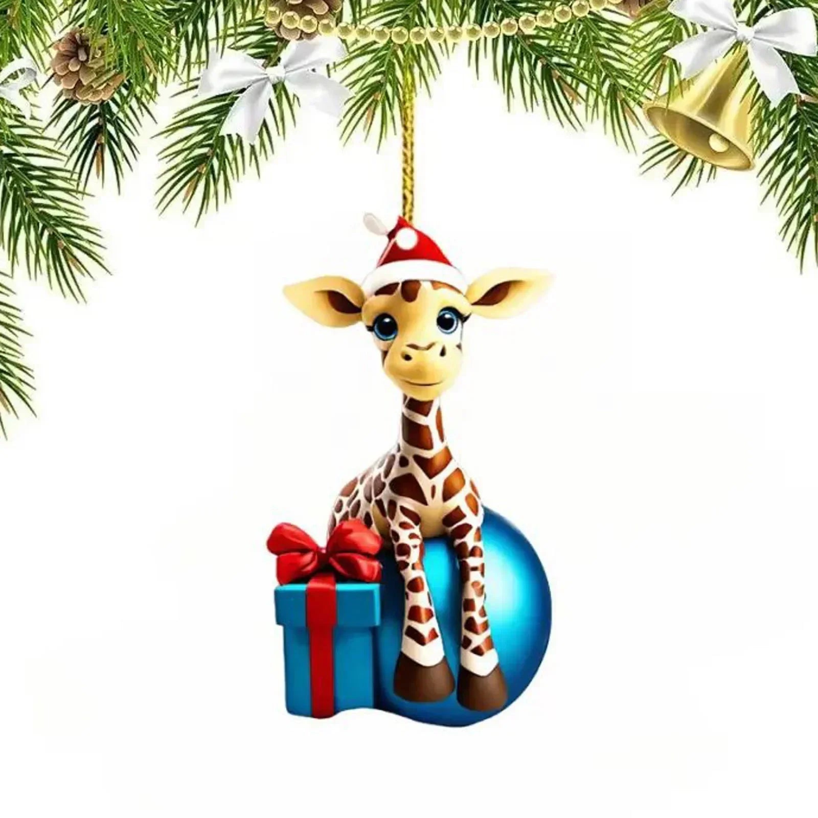 Christmas Pendant Home Decoration Christmas Hanging Cartoon Giraffe Pattern Christmas Tree Hanger Car Hanging Festive Supply Qme