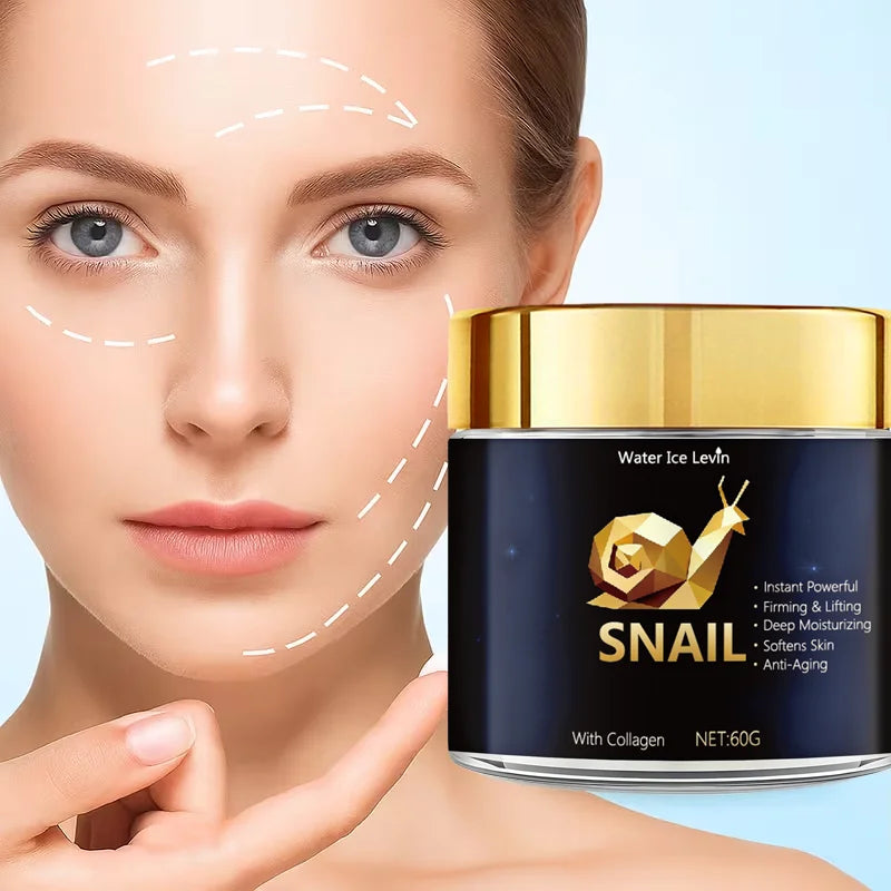 Snail Mucin Cream with Hyaluronic Acid & Collagen for Deep Moisture & Radiance, Suitable for All Skin Types Daily Care. Qme