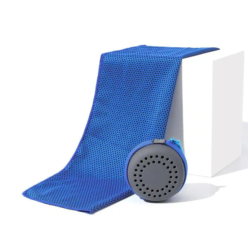Cooling Towel Neck Wraps Storage Box Chilly Pads Quick Dry Portable Qme Blue