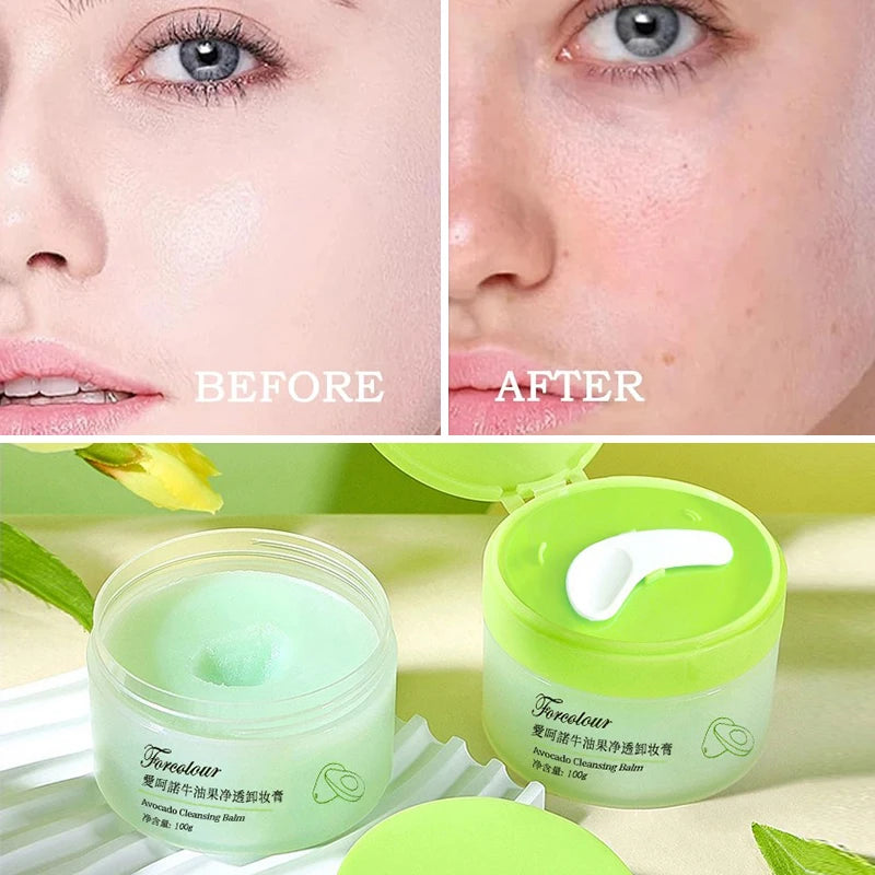 Ice Cream Texture Makeup Remover Cream Avocado Cleansing Makeup Remover Face, Lips, Eyes Refreshing Mild Deep Cleaning Makeup Qme
