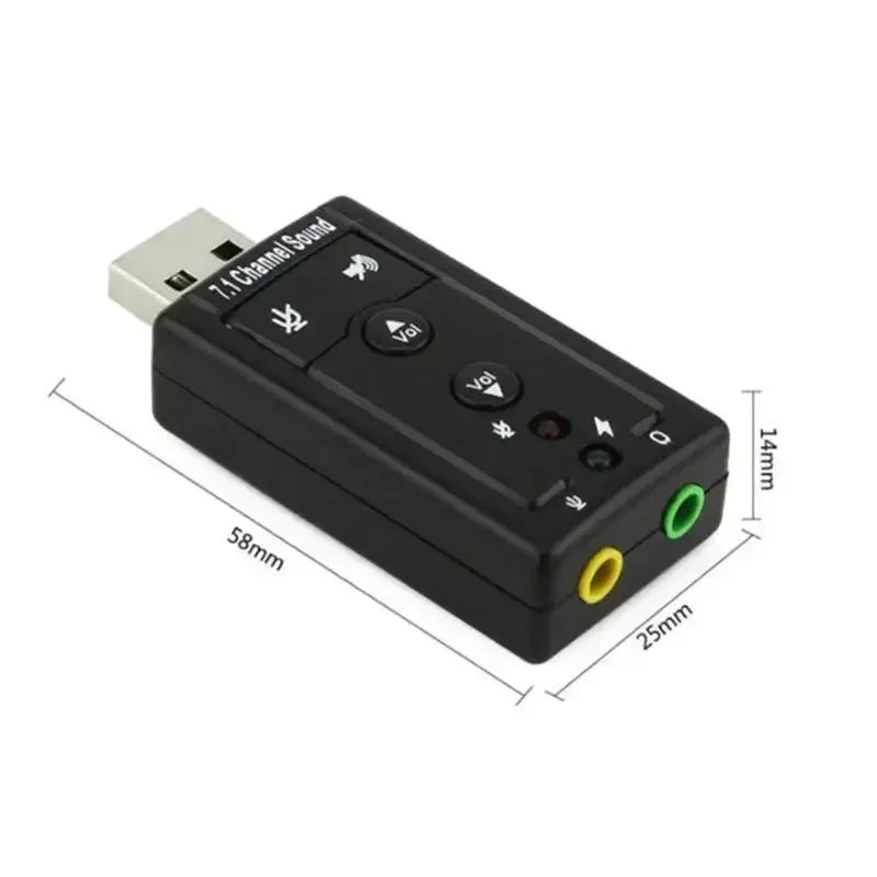 7.1 USB Stereo Audio Adapter External Sound Card for Windows XP/2000/Vista/7 3D USB Audio Adapter for PC and Laptop Qme