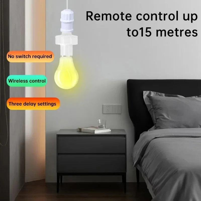 Wireless Remote Control Smart Timer Switch E27 Lamp Holder 110V 220V House Multi Light Switch Baby Room Bedroom Timer Switch Qme