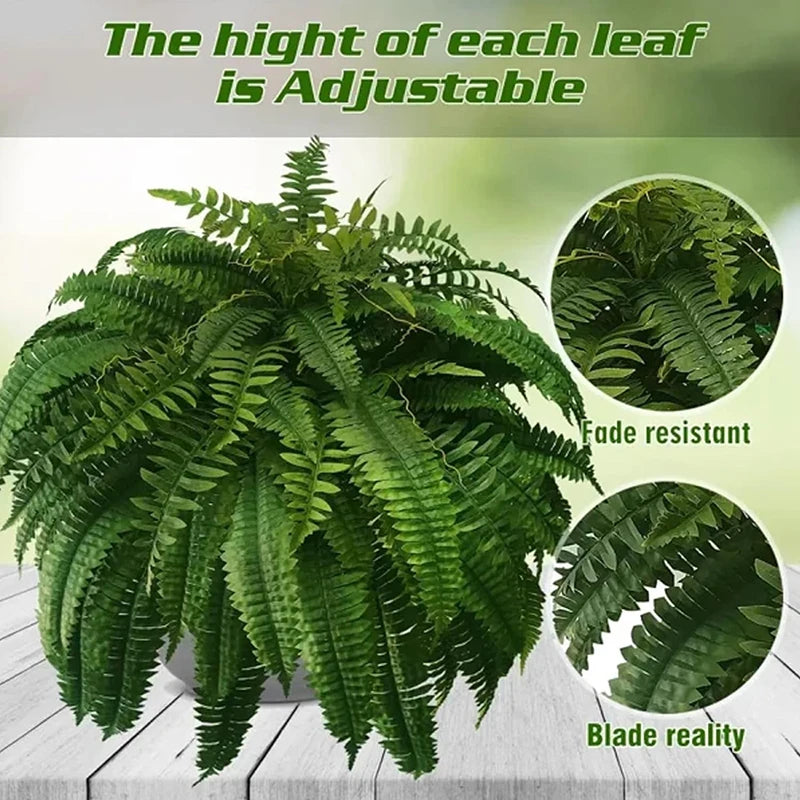 Lifelike Artificial Boston Fern Fake Plastic Plants Decorations UV Qme