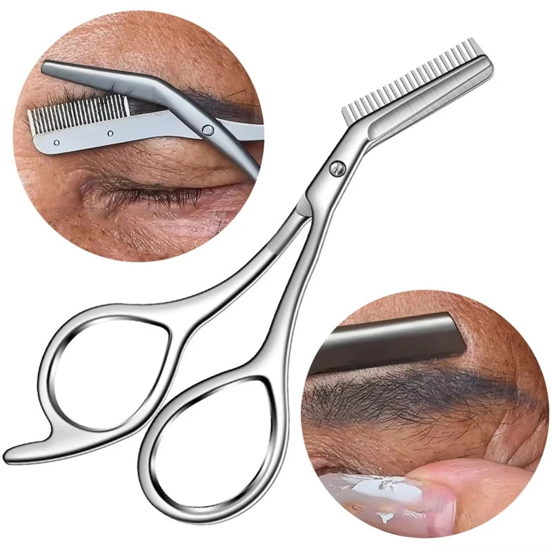 1Pc Stainless Steel Eyebrow Trimmer Scissors Precision Grooming Tool for Men & Women Effortless Knife Hair Removal Shaver Tool Qme
