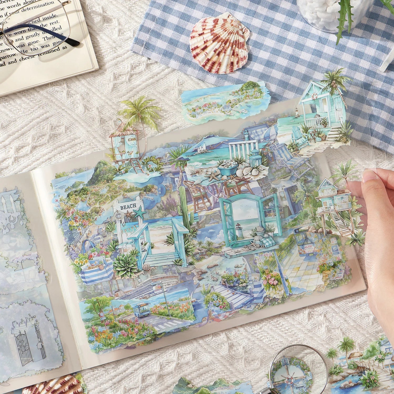 20 Sheets Four Seasons Travel Landscape Theme Large PET Stickers for Scrapbooking DIY Frame Collage Decoration Laptop Skateboard Qme