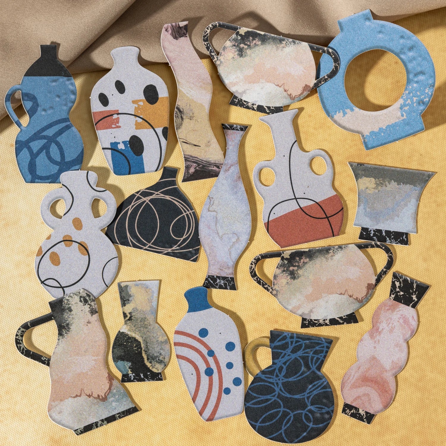 30 Sheets Bottle Art Theme Simulation Hard Card Stickers for DIY Scrapbooking Guitar Phone Case Notebook Decoration Qme