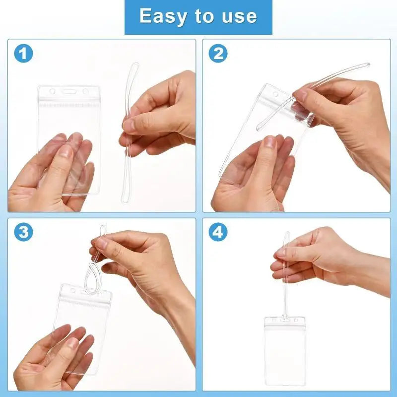 Wear Resistant Clear Plastic ID Badge Holders Waterproof Resealable Qme
