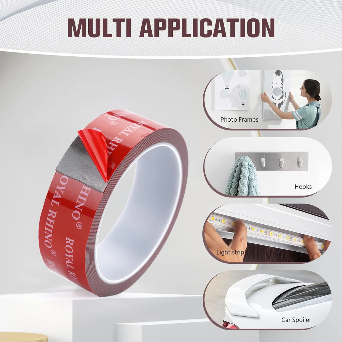 Double Sided Tape Waterproof Acrylic Foam Thicken Adhesive Tapes Heavy Duty Mounting Traceless Stickers Home Car Qme