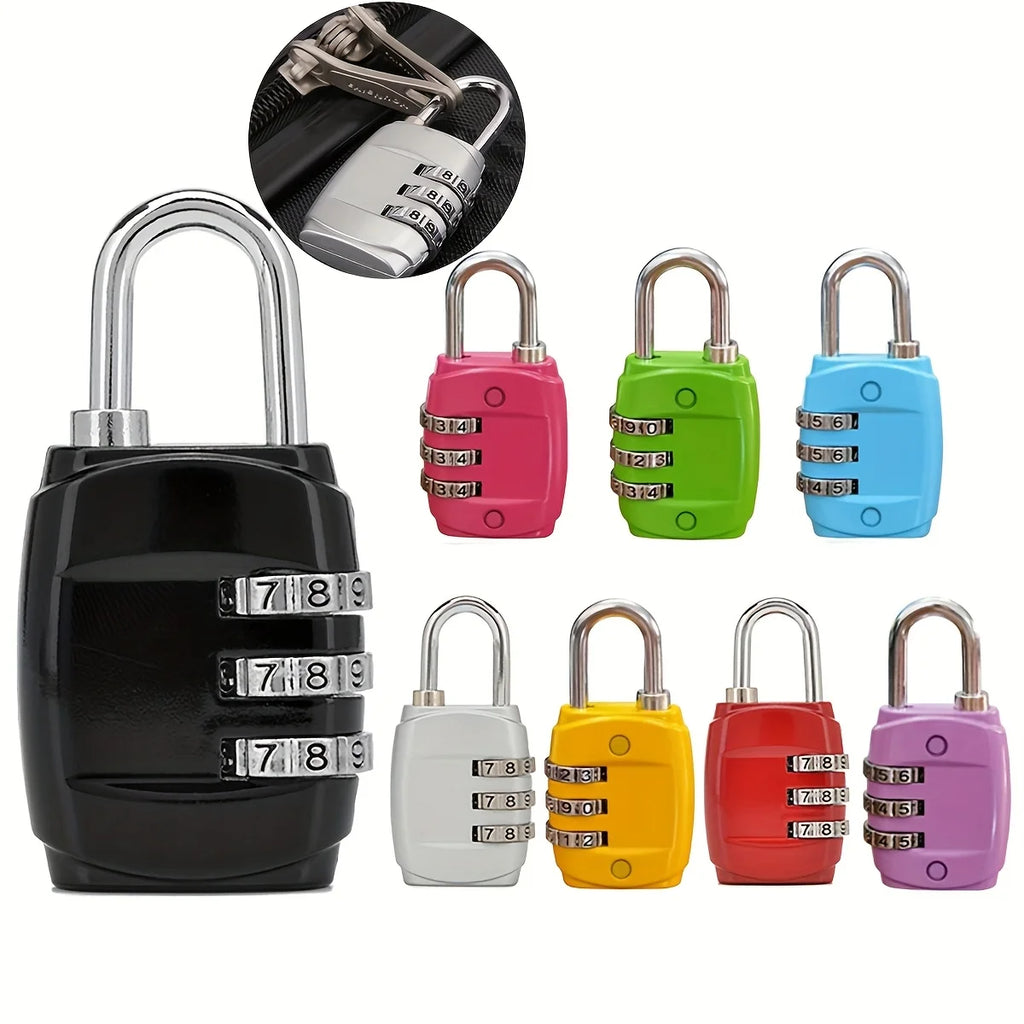 3 Digit Combination Padlock Mini Code Lock Luggage Lock for Suitcase Backpack Gym Locker Cabinet Drawer Travel Security Lock Qme