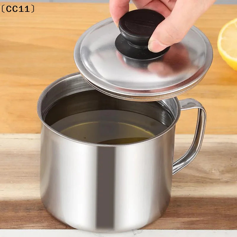 Bacon Grease Container Kitchen Oil Can Strainer Store Meat Frying Qme