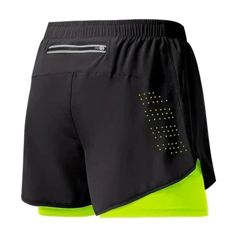 New Men Running Shorts Gym Sports Shorts 2 in 1 Quick Dry Workout Training Gym Fitness Jogging Short Pants Summer Men Shorts Qme YGN S