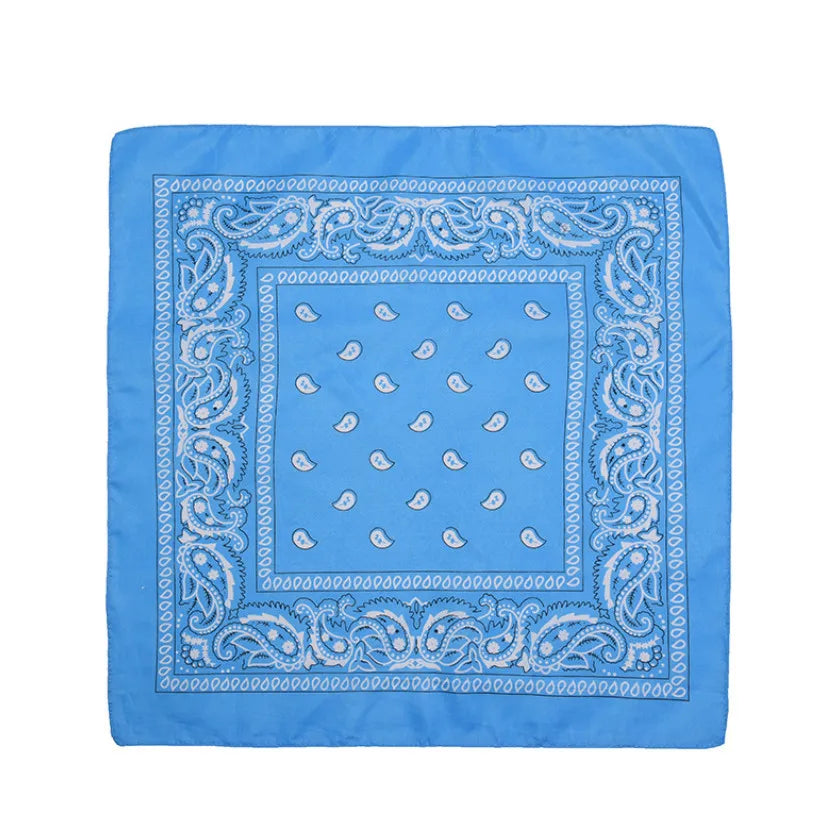 Fashion Hip Hop Bandana Kerchief Unisex Black Hair Band Neck Scarf Qme SKY BLUE 55CM-55CM