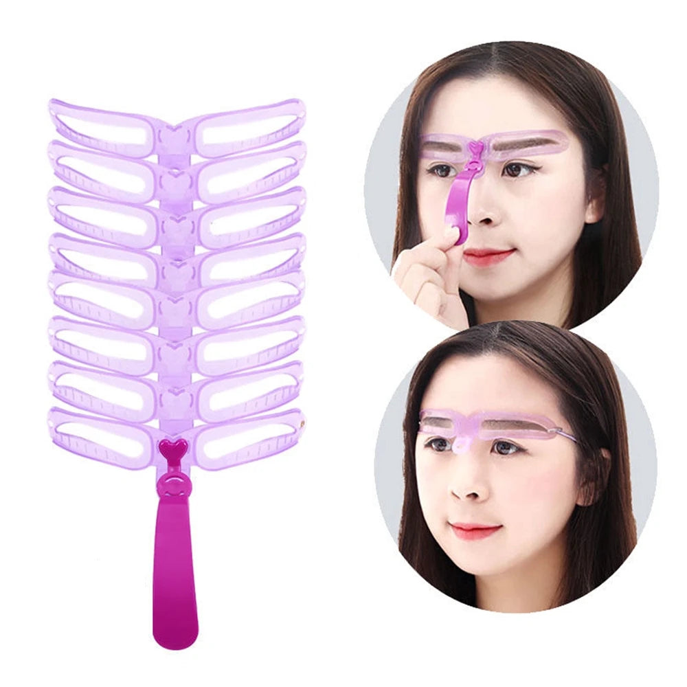 8 in1 Eyebrow Shaping Template Reusable Eyebrows Shaper Stencils Qme Eyebrow Card