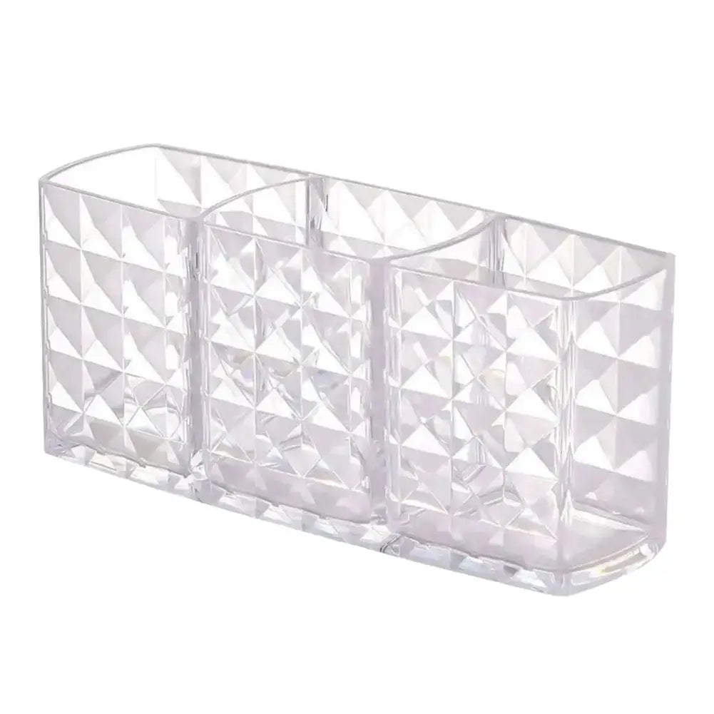 3 Slots Makeup Brush Holder Organizer Cosmetic Storage Box Lipstick Qme 1pc