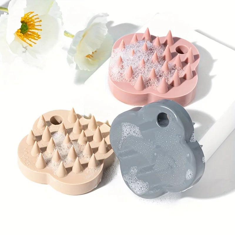 1 Home Bathroom Shower Hair Wash Clover Shaped Silicone Scalp Qme