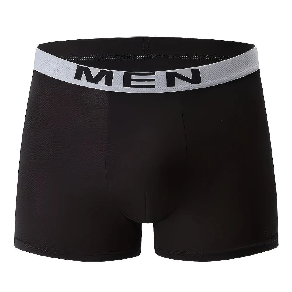 6 Pcs Solid Color Men's Underwear Comfortable Fit Breathable Fabric Boxer Shorts High Elastic Athletic Underwear Qme Black 2XL