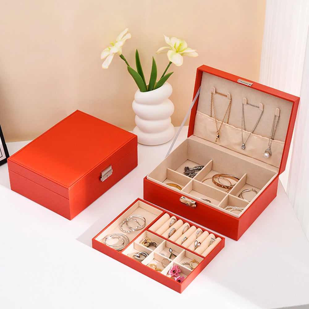 Double-Layer Jewelry Storage Box With Lock For Earrings, Necklaces And Other Accessories, Organizing Box Qme
