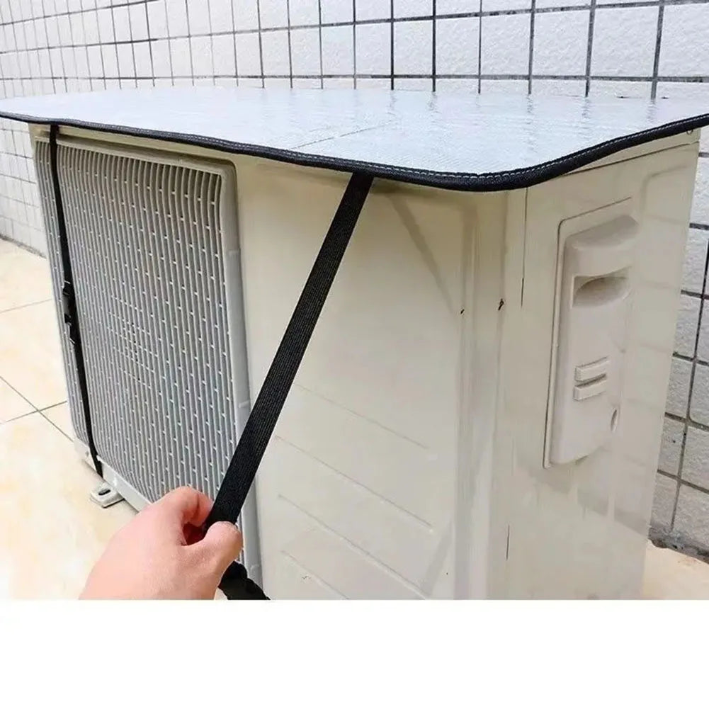1Pc Aluminum Foil Air Conditioner Outdoor Unit Cover Waterproof Sunshade Energy Saving-Shield For AC Compressor 120x60cm Silver Qme