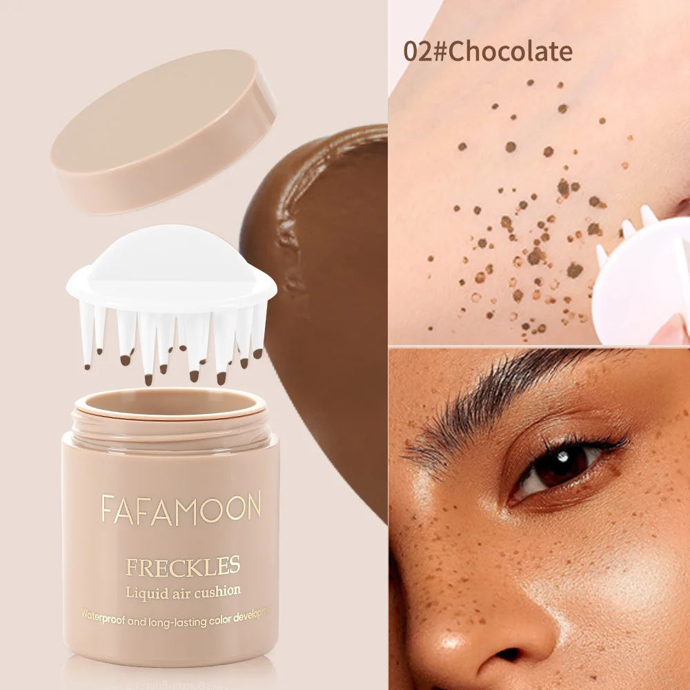 Face Body Freckled Stamp Kit Lifelike Freckle Natural Simulation Fake Dot Spot Comb Seal Air Cushion Freckle Waterproof Makeup Qme 02 chocolate
