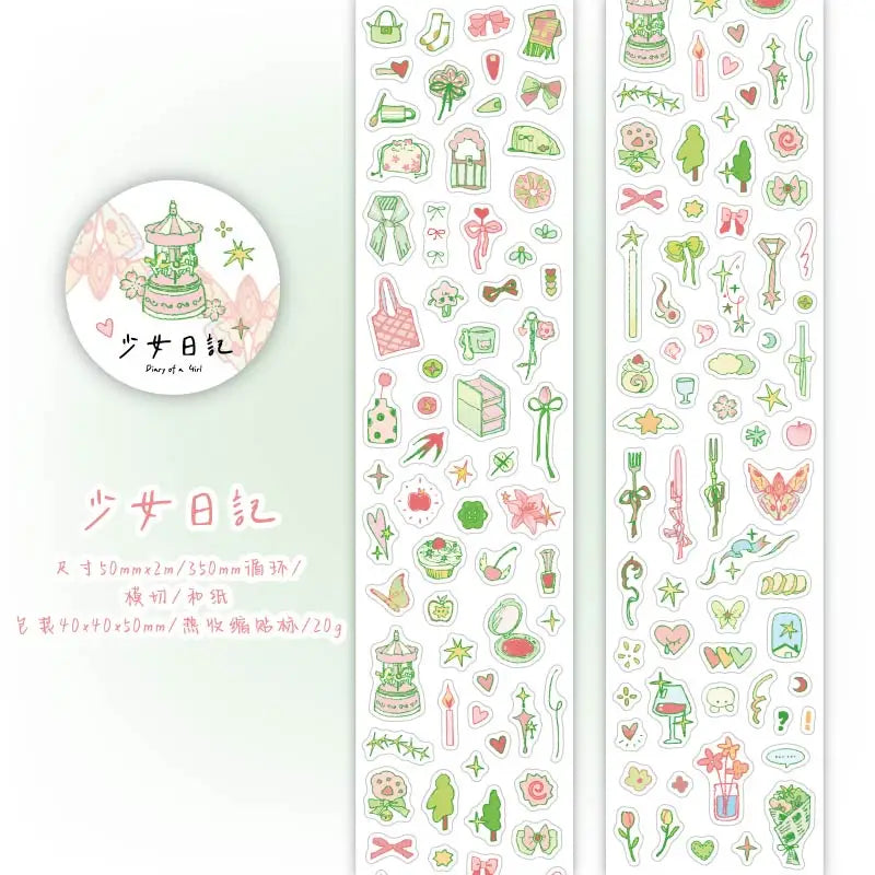 1 Roll Mini Doodle Theme Die-Cut Tape for Journal DIY Scrapbooking Collage Phone Case Notebook Decoration Qme 3