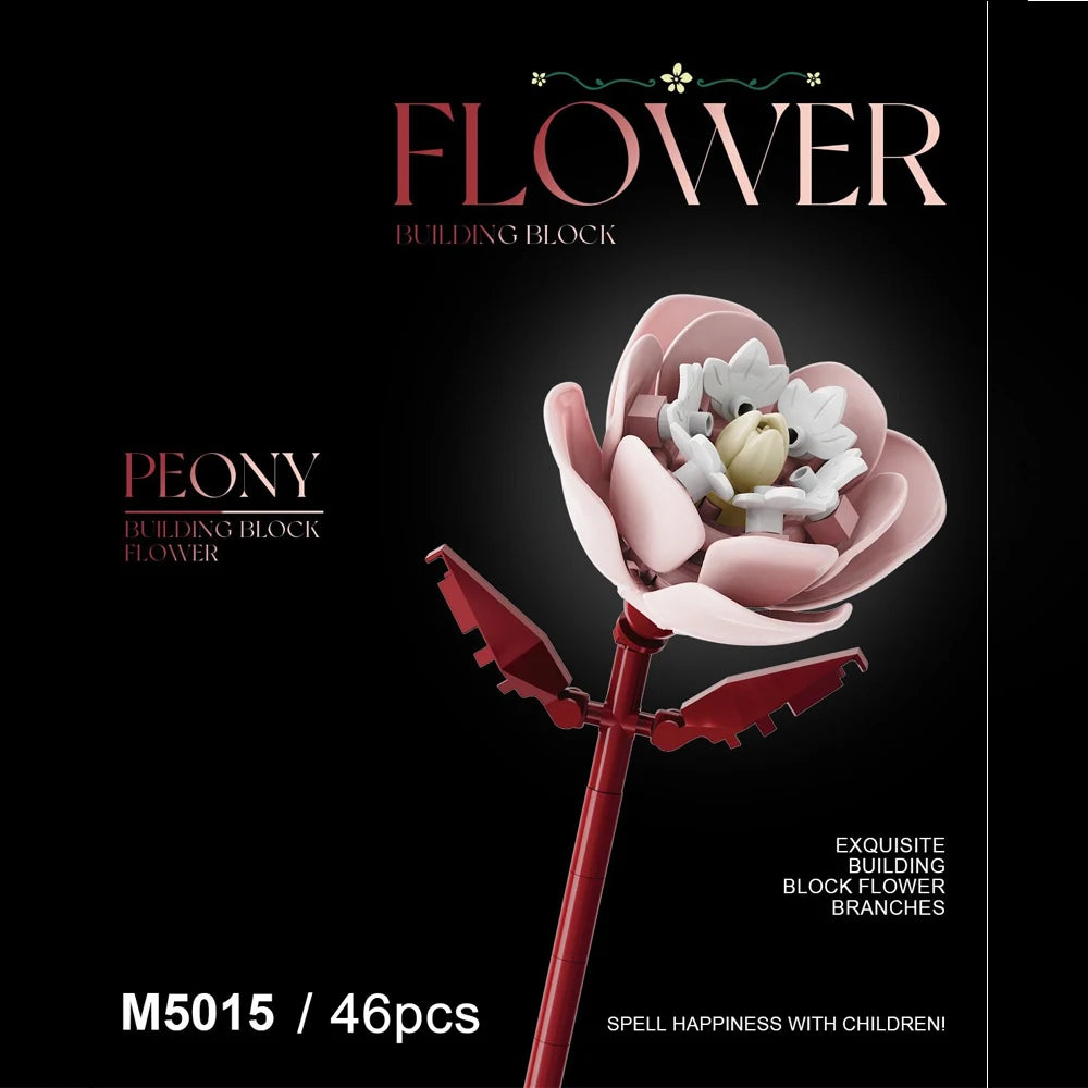 Building block flower set, DIY floral decoration kit, suitable for desktop decoration and room accessories – a perfect gift idea Qme