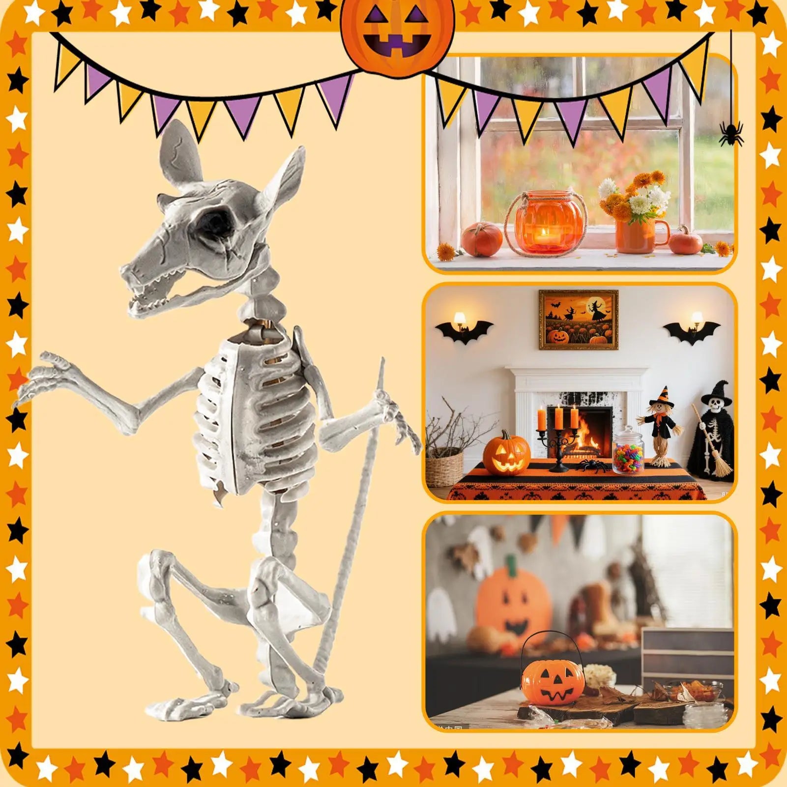 Animal Skeletons Halloween Realistic Decorative Funny Statues Skull Qme