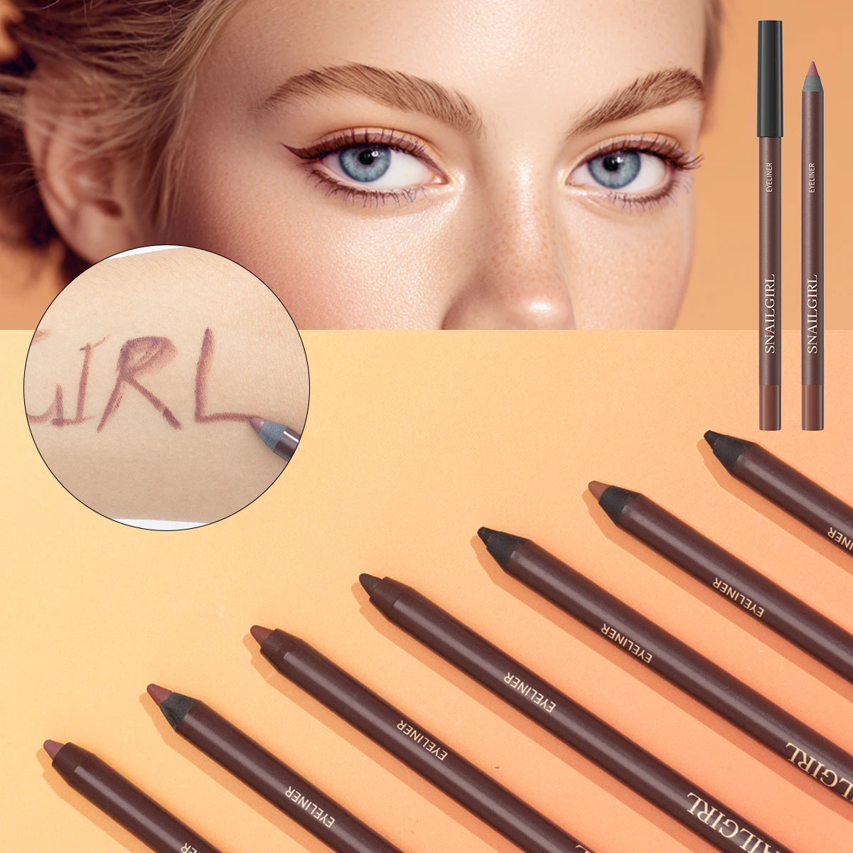 Waterproof Black Brown Eyeliner Gel Pencil Ultra-fine Matte Smooth Quick Dry Non-Smudge Easy Wear Eyeliner Pen Makeup for Eyes Qme