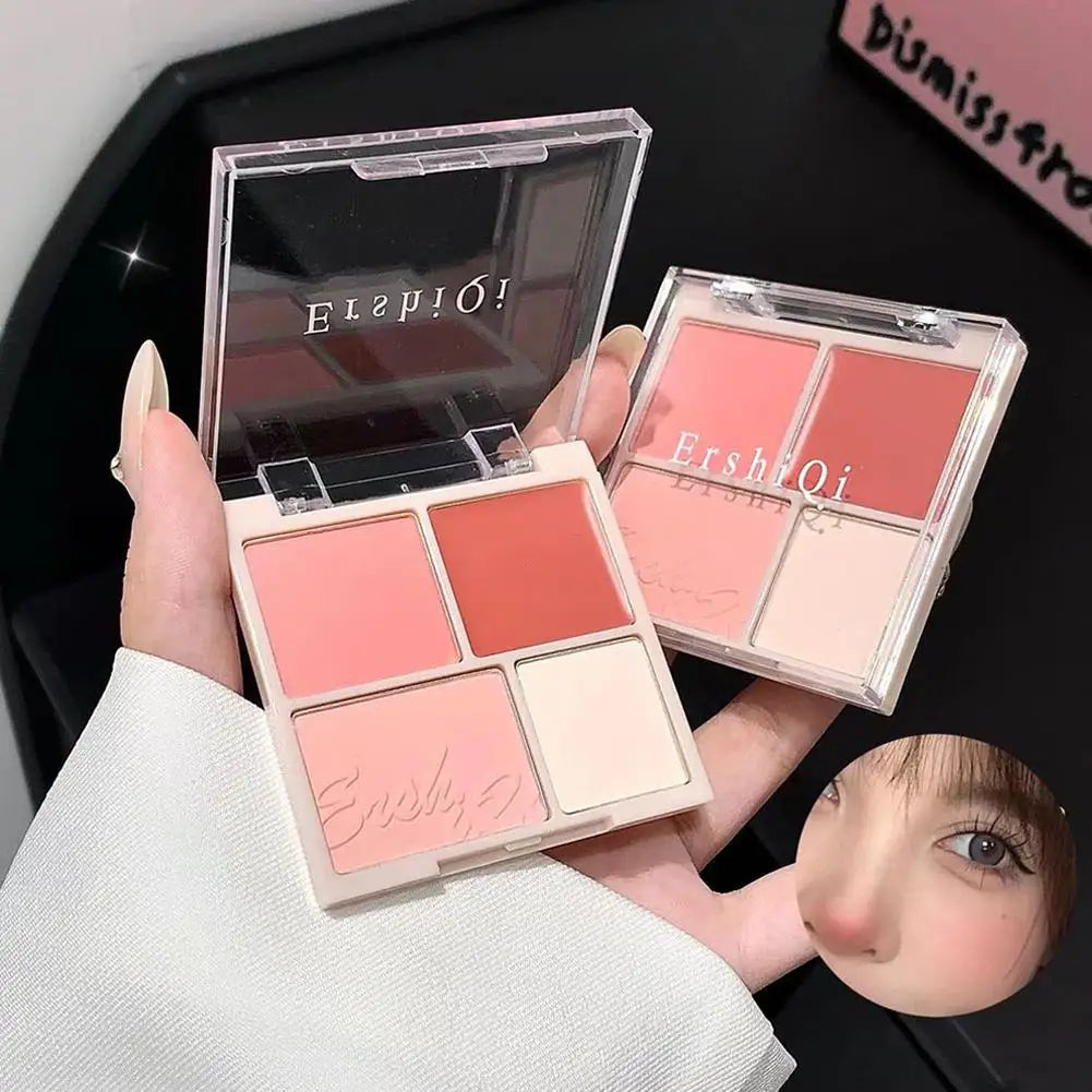 4 Matte Pink Blush Palette Shades Pigmented Shimmering Long Lasting Qme