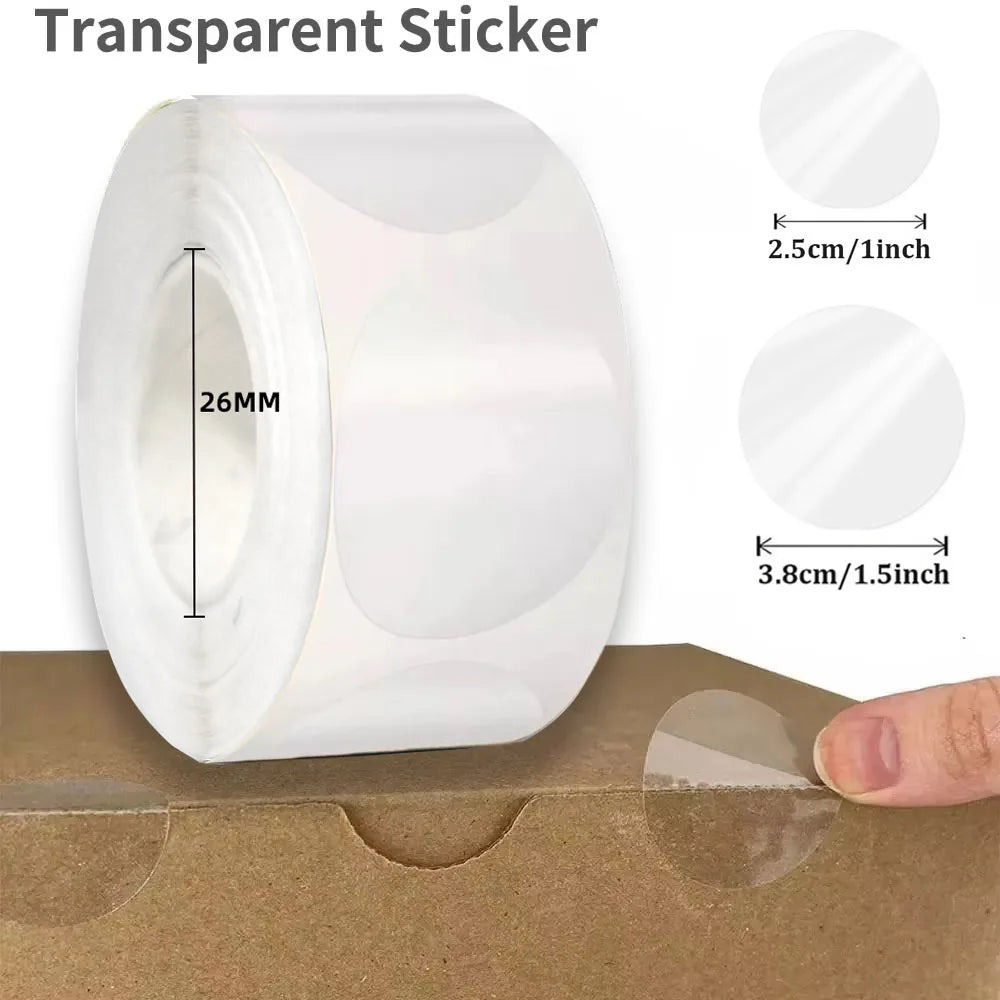 Clear Transparent Round Stickers 1" /1.5" 300-1000 Stickers Self-Adhesive Envelope Seal Tab Sealer Waterproof Packaging Label Qme