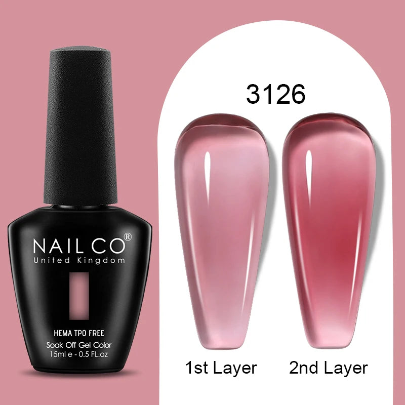 Nailco Jelly Gel Nail Polish Transparent Varnishes 44 Colors Red Pink