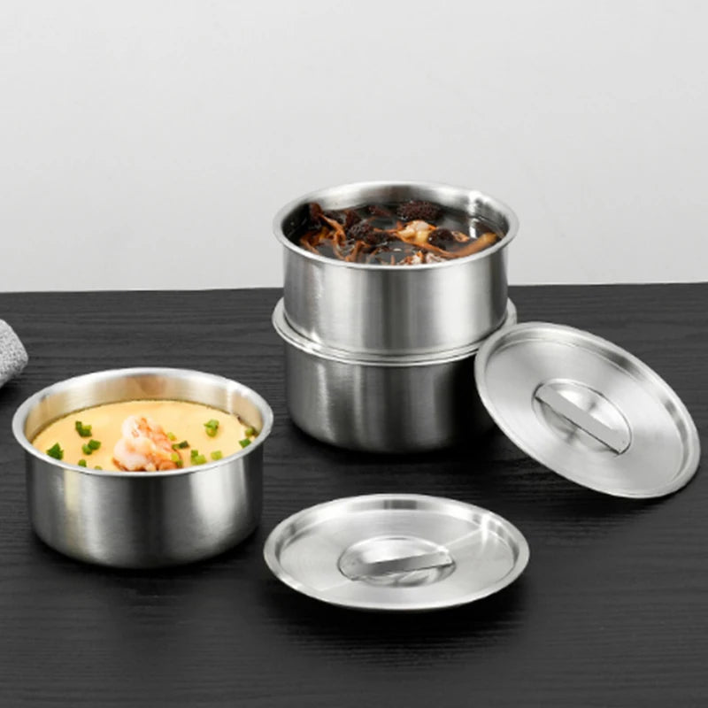 Stainless Steel Steamed Egg Bowl Ramen Rice Fruit Salad Stew Bowls Qme