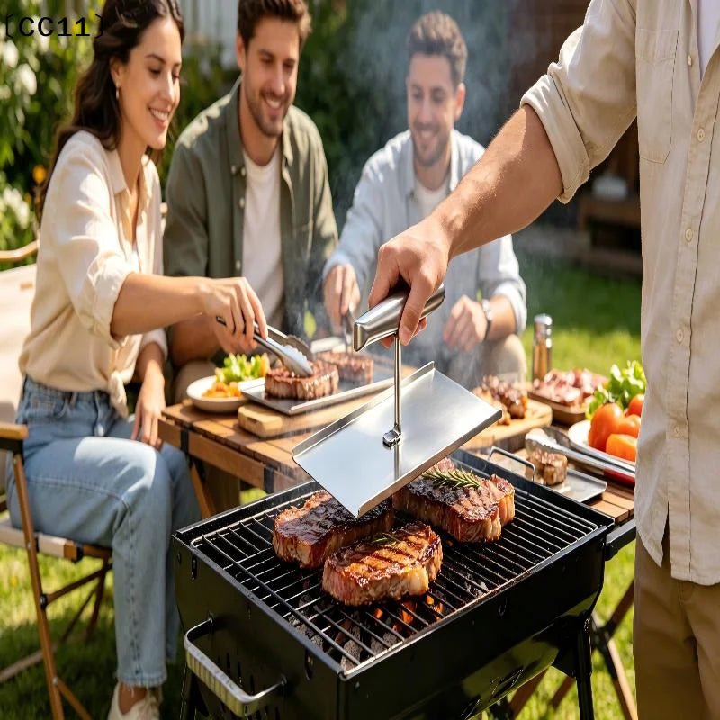 Stainless Steel Grill Press Plate Heavy Duty BBQ Meat Heat Resistant Qme