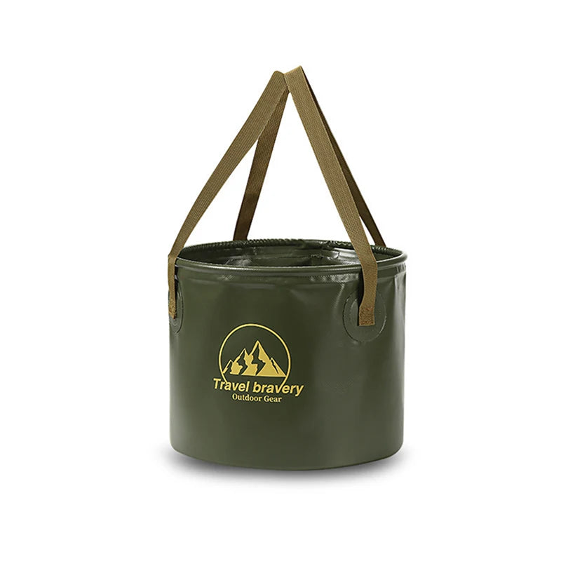 Portable Foldable Bucket Large Capacity Outdoor Camping Travel Qme 5L Green
