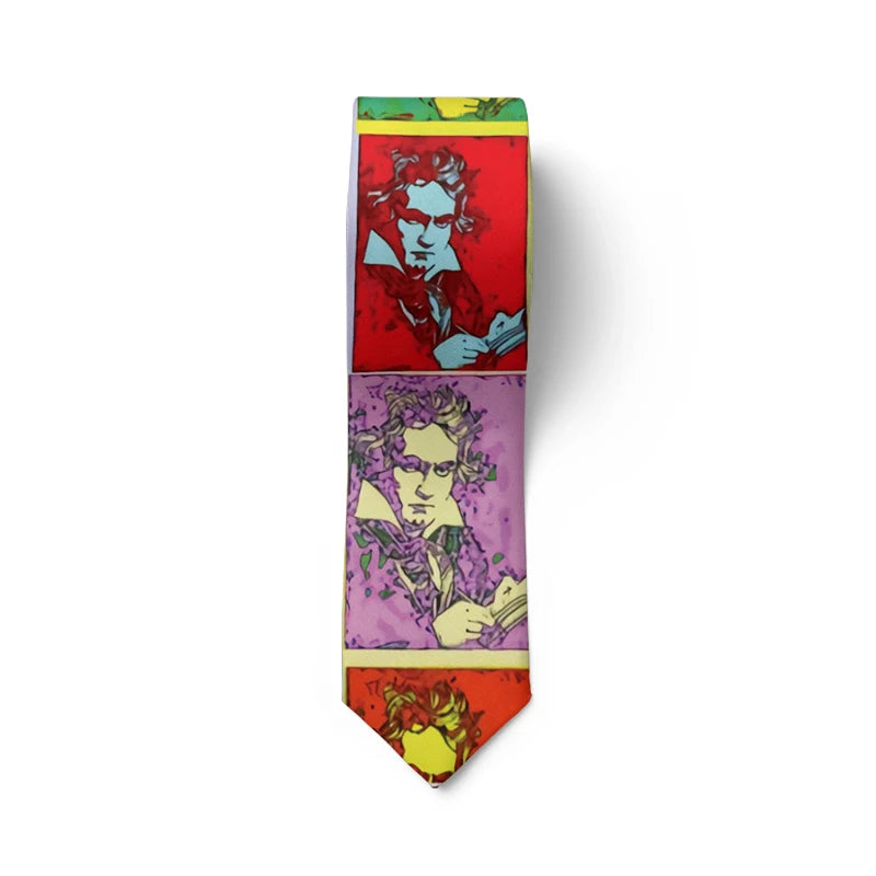 Art Nouveau Portrait Tie Classical Oil Painting Casual Slim Men's Qme