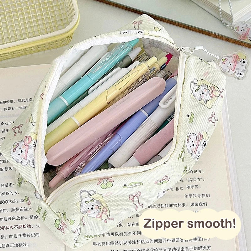 Cute Cartoon Puppy Pencil Pouch Large Capacity Stationery Storage Bag Qme