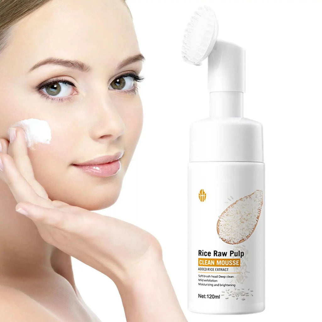 Rice Water Face Cleanser Raw Pulp Foaming Facial Soothing Brush Head Qme