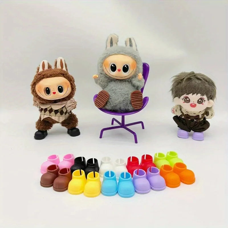 8 pairs of Labubu multi-color baby shoe accessories, suitable for 17cm dolls, can be paired with different clothing (shoes only) Qme