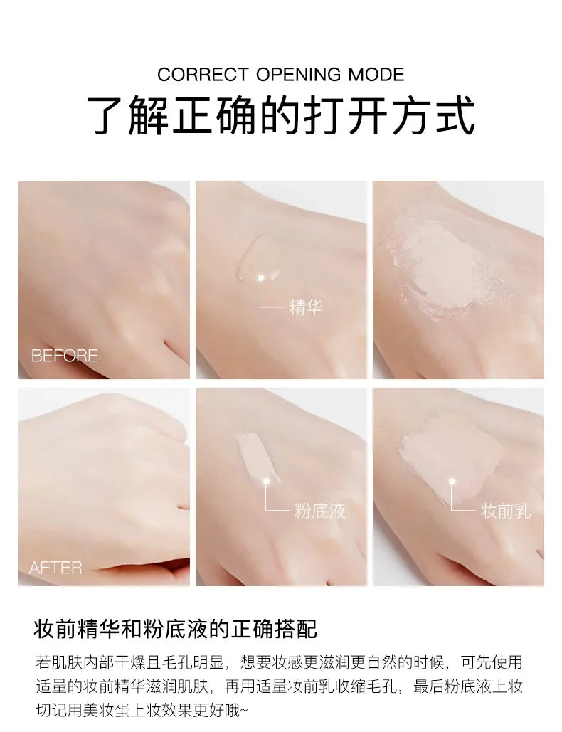 Face Foundation Light Concealer Bubble Liquid Foundation Repair Concealer Primer Moisturizing BB Cream Makeup Cosmetics Qme