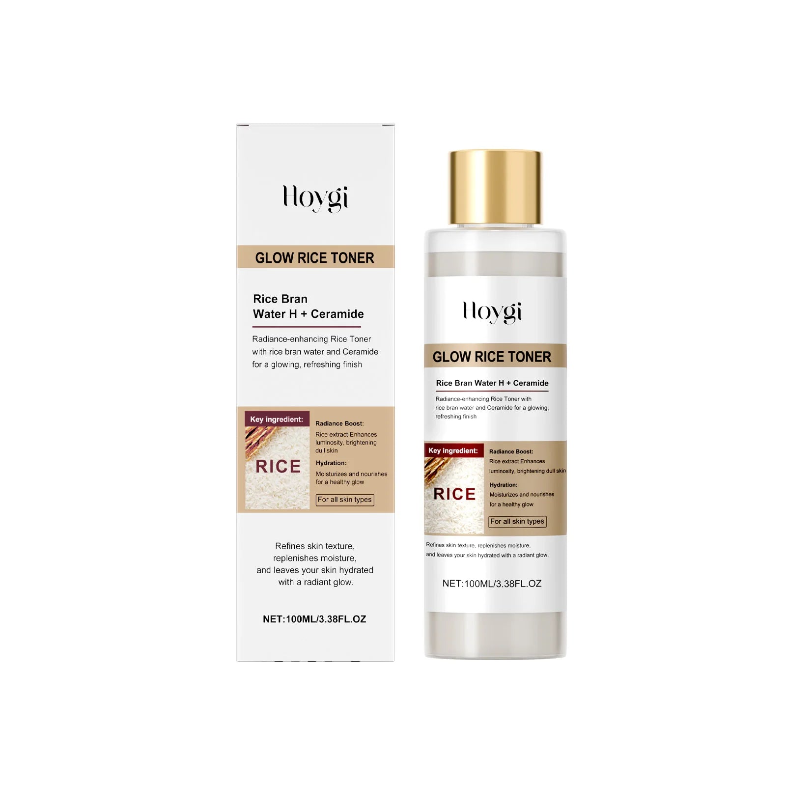 Glow Rice Toner Hydrating Balancing Facial Essence Water Oil Control Pore Refining Nourishing Brightening Toner Glowing Skin Qme 100ml Boxed