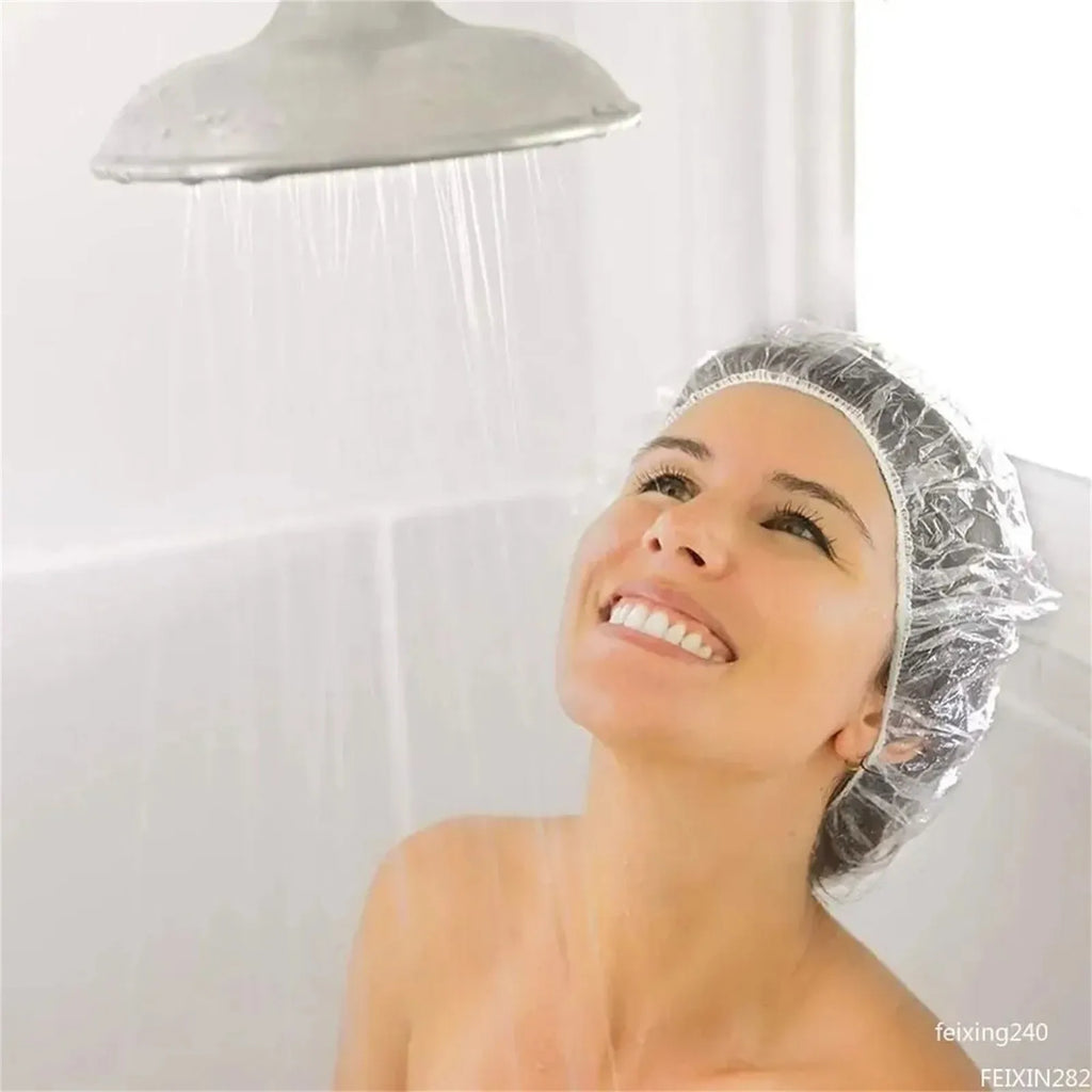 100/200/400/600pcs Blue Disposable Shower Caps Thickened Household Female Waterproof Bath Hair Caps Beauty Salon Accessories Qme