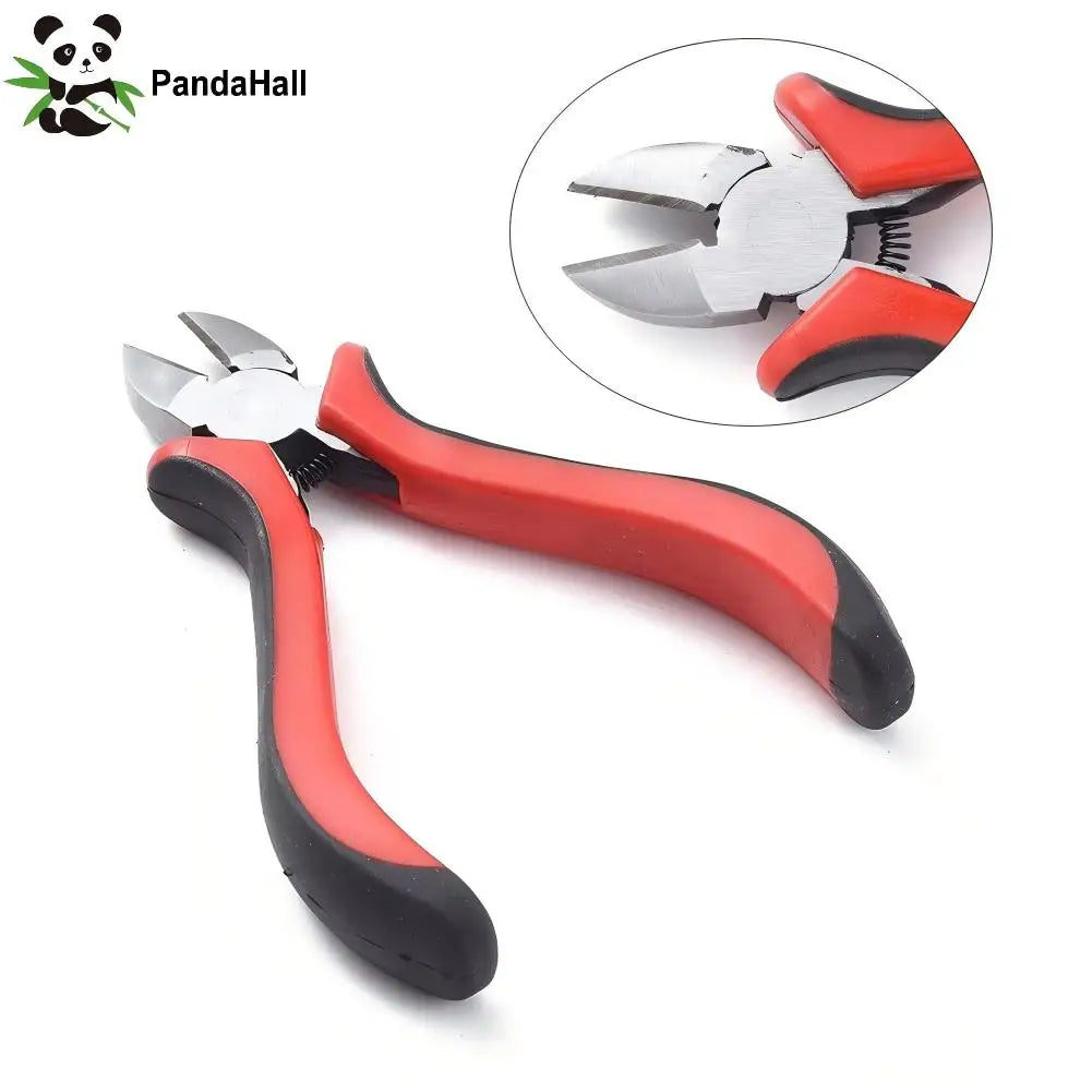 PandaHall Carbon Steel Jewelry Pliers Polishing Side Cutting Pliers Side Cutter Jewelry Making Tools 118mm Red Qme Default Title
