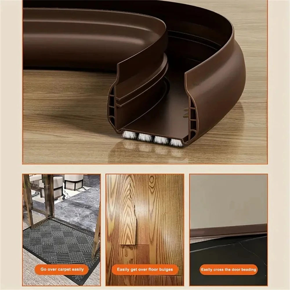 1-4pcs PVC Door Bottom Sealing Strip with Brush Multiple Dustproof Soundproof Washable Weather Strip Snap-In Mount Stripping Qme