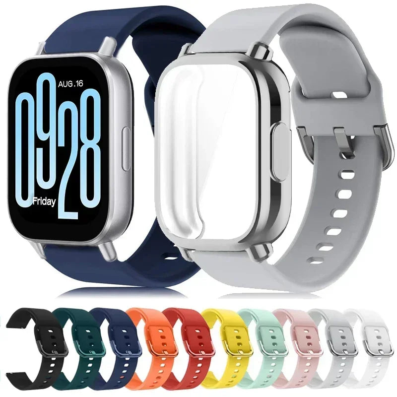 Protector Case+Silicone Strap For Xiaomi Redmi Watch 5 active/5 Lite Full Cover Screen TPU Soft Shell and Breathable Sport Band Qme