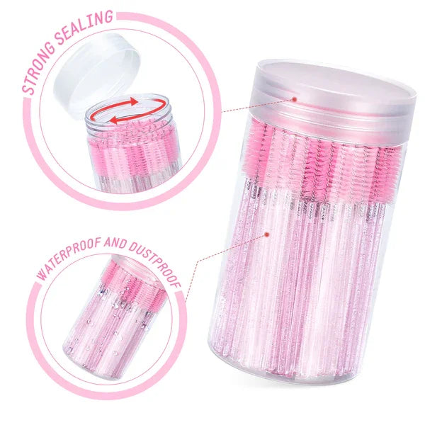 Disposable Mascara Wands Eyebrow Spoolies Brush Eyelash Extensions Qme pink