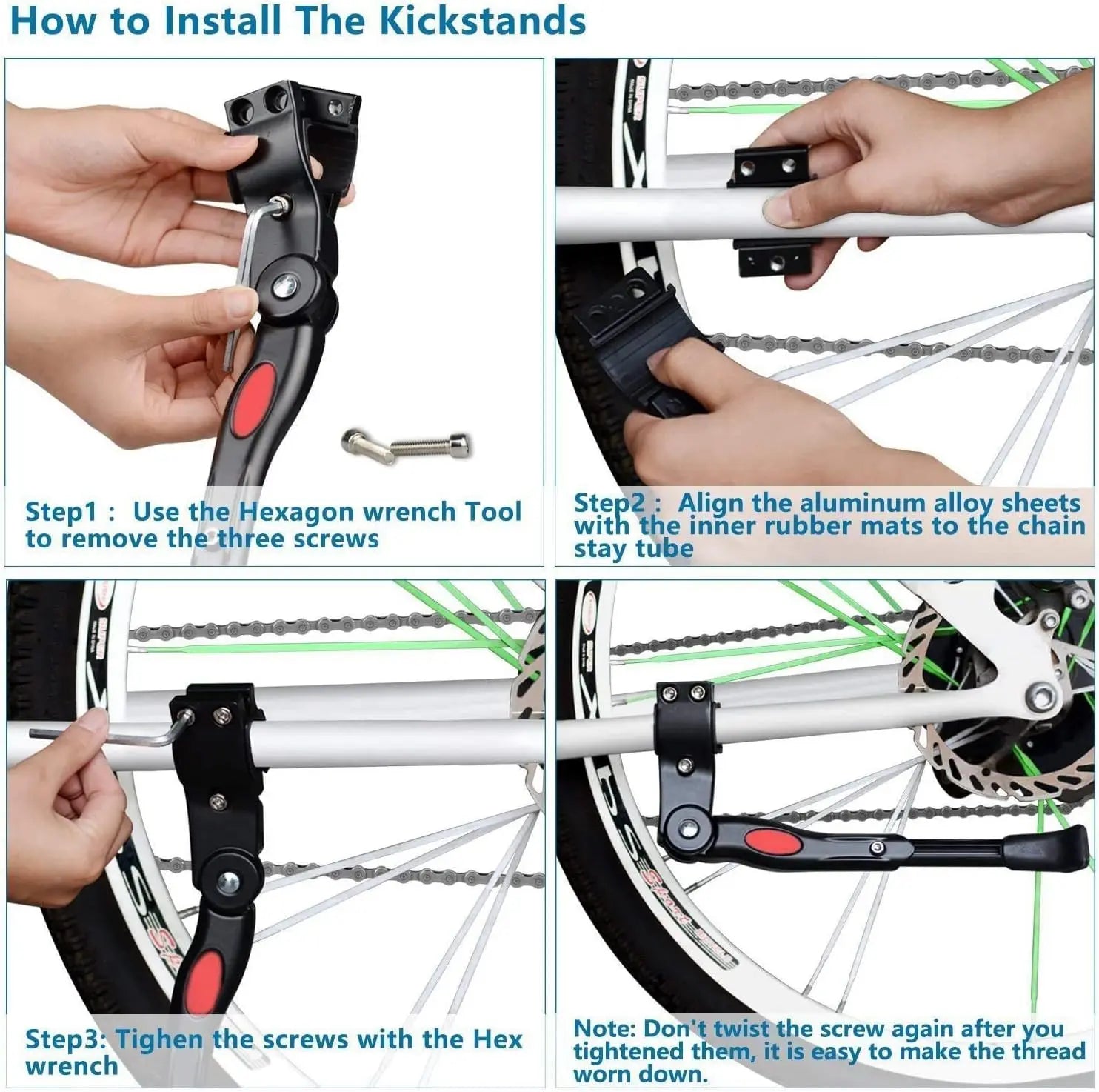 Adjustable Bike Kickstand Aluminum Alloy Non-Slip Rear Side Bicycle Kick Stand for 22 24 26 27 Road Bike/BMX/MTB Qme