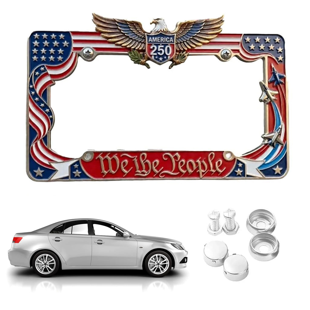 1/2pcs American Specifications License Plate Holder Selected American Flags With Screws Car Decoration Aluminum Alloy Car Qme