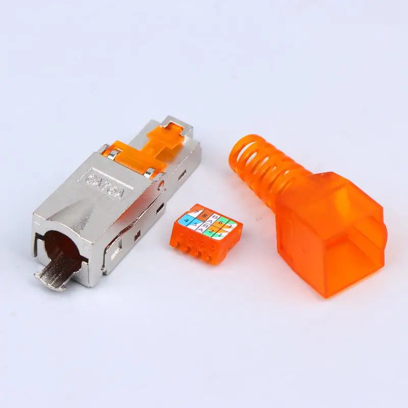 Ethernet Termination Plugs Zinc Alloy Tool-free Connectors Simplified Qme CAT6A Orange