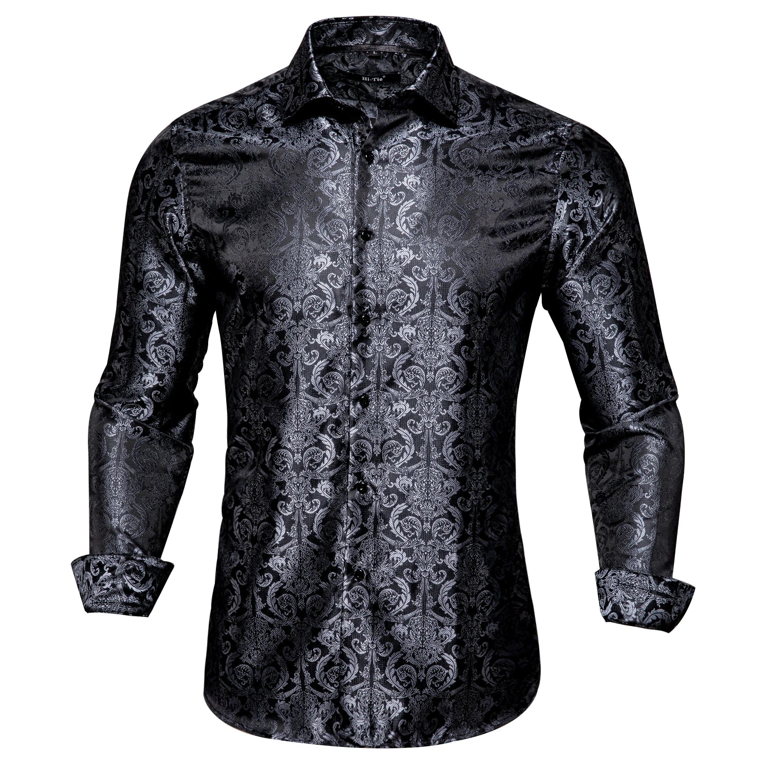 Single Paisley Long Sleeve Shirt Men, Gold or Purple or Black or Blue or Brown, Loose Button Collar Daily Casual Wear Qme DPTH-CYDJ1001 L